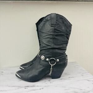 Dingo Olivia Black Leather Pointed Toe Western Boots Women’s Size 7.5